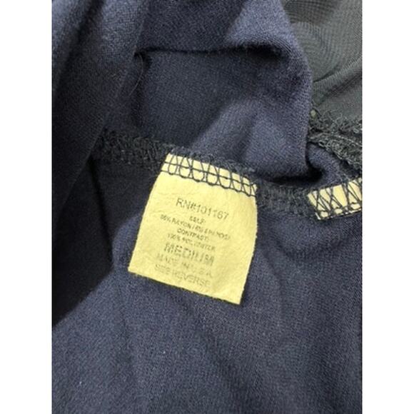 Kim & Cami Shirt, Cottage Core, Ruffles Rick Rack Dress Shirt Navy ,Med. - Picture 5 of 8